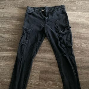 Jed North Black Cargo Skinny Jeans | Size XL